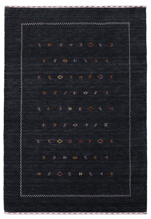 Modern Charcoal And White Hand Loomed Wool Area Rug