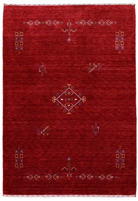 Ready to Ship Red Center Medallion Tribal Design Hand Loomed Wool Area Rug