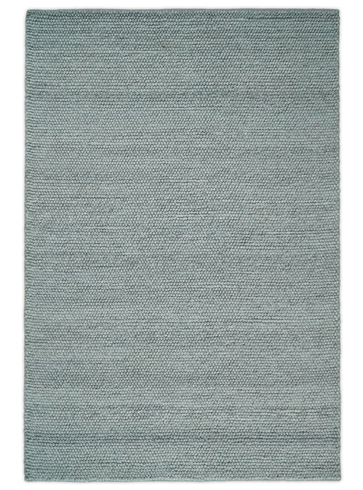 6x9 and 8x10 Solid Gray Wool Blend Felted Chunky Hand Woven Area Rug | DOV5