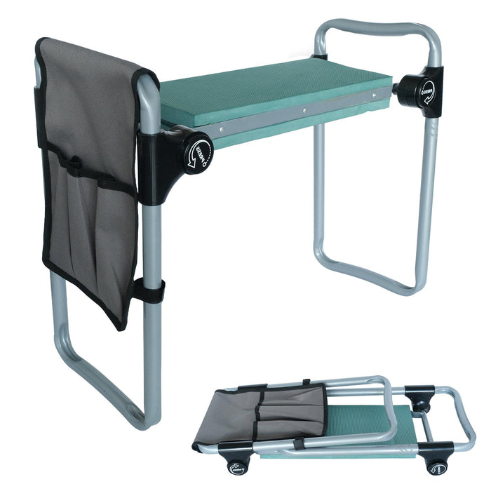 Upgrade Garden Kneeler Seat Garden Stools Bench with Tool Pocket, Green