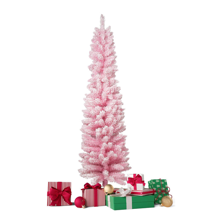 6.9ft Pink Artificial Christmas Tree Xmas Tree with 450 Branch Tips Metal Stand