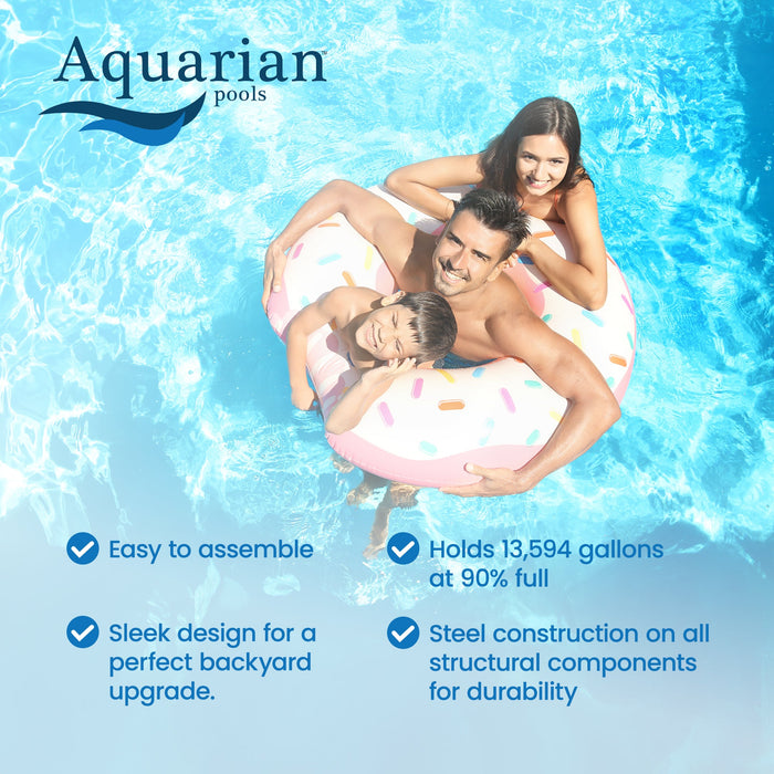 Aquarian Fuzion 24' x 52" Above Ground Swimming Pool w/Pump, Ladder & Supplies