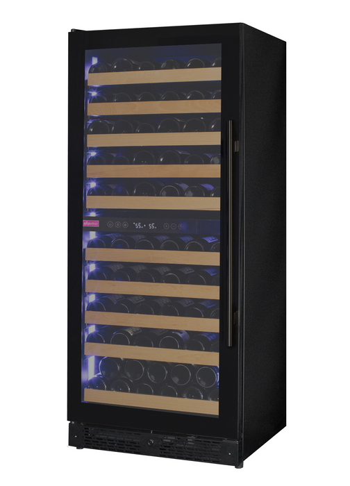 Reserva Series 119 Bottle 55" Tall Dual Zone Left Hinge Black Glass Wine Refrigerator