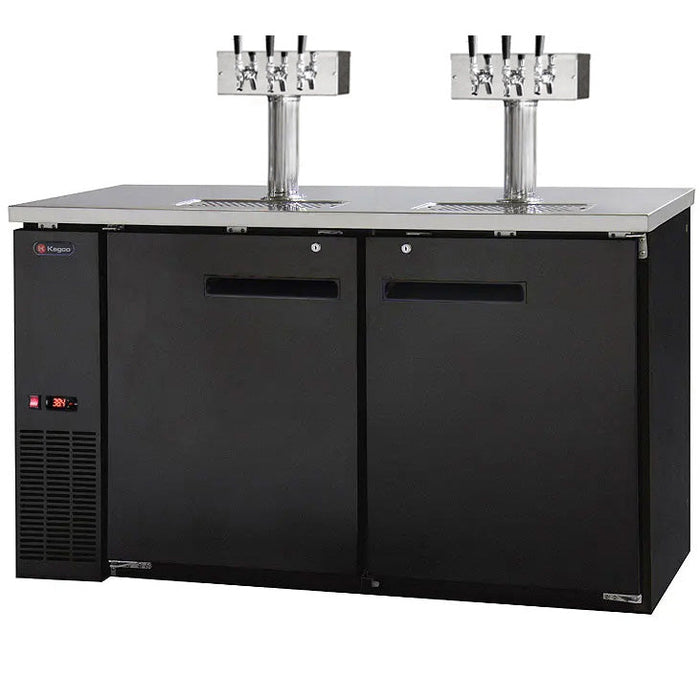 61" Wide Six Tap Black Craft Beer Kegerator