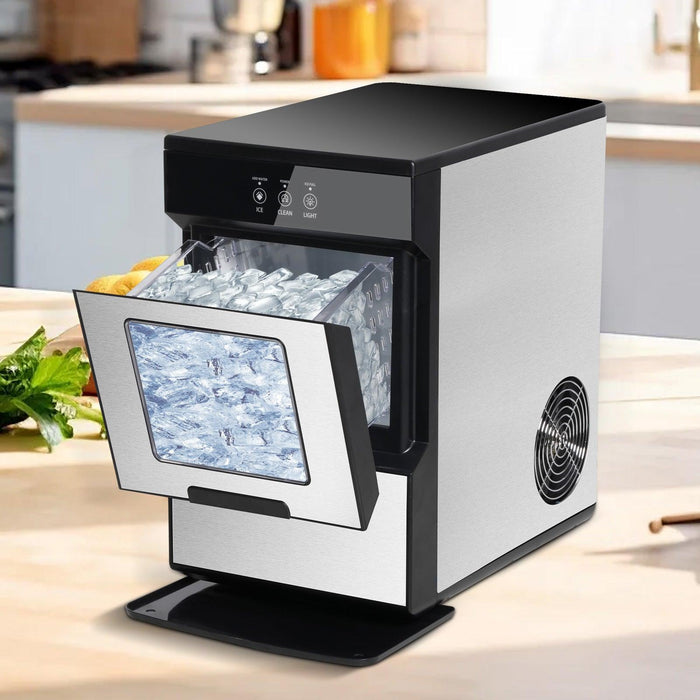 55lbs/24H Countertop Nugget Ice Maker Self-Cleaning Ice Machine with Ice Scoop and Drip Tray