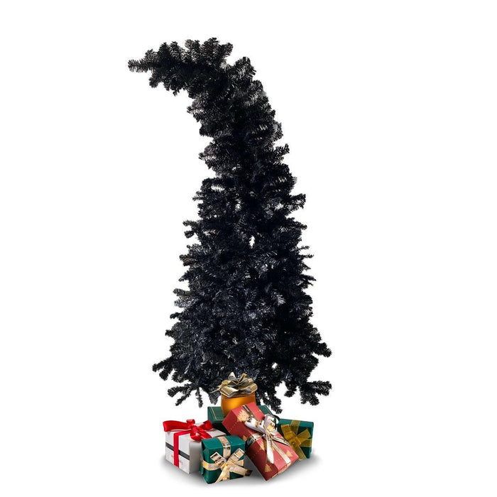 6.9ft Black Bendable Santa Hat Style Artificial Christmas Tree Xmas Halloween Tree, 1050 Branch Tips