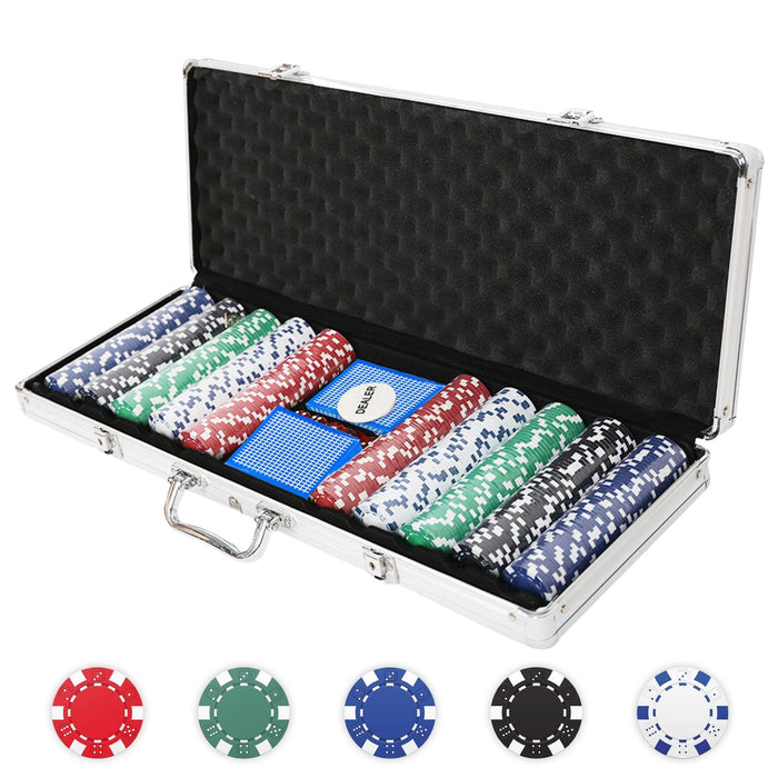 500pcs 11.5g Poker Chip Set for Texas Holdem with Aluminum Case Clay Poker Chips Set