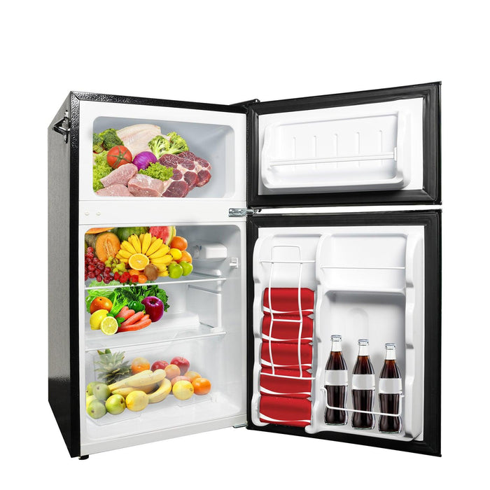 3.2 Cu.ft. 2-Door Fridge with Freezer Compact Refrigerator with Glass Shelves