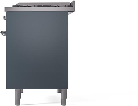 ILVE Nostalgie II 40" Dual Fuel Natural Gas Range in Blue Grey with Chrome Trim, UPD40FNMPBGC