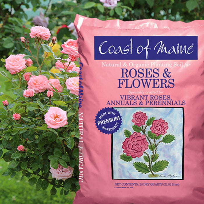 Coast of Maine Organic Potting Soil for Roses and Flowers, 20 Quart Bag (2 Pack)