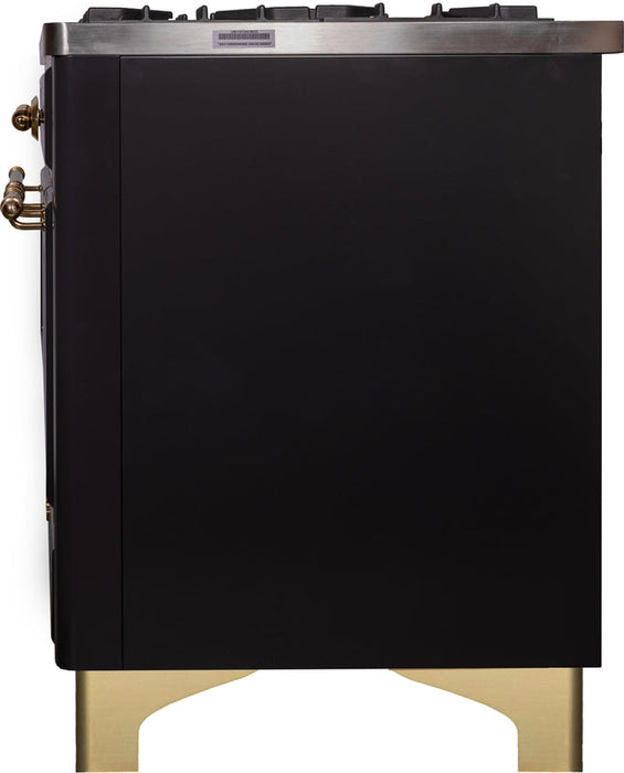 ILVE Majestic II 40" Dual Fuel Natural Gas Range in Matte Graphite with Brass Trim, UMD10FDNS3MGG