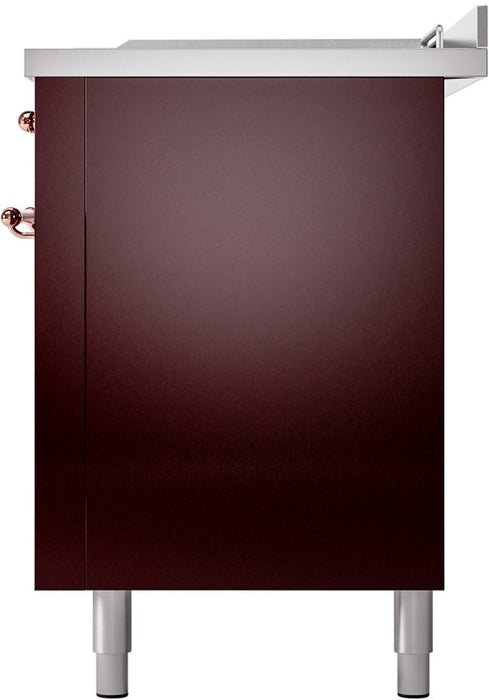 ILVE Nostalgie II 60" Dual Fuel Natural Gas Range in Burgundy with Copper Trim, UP60FSNMPBUP