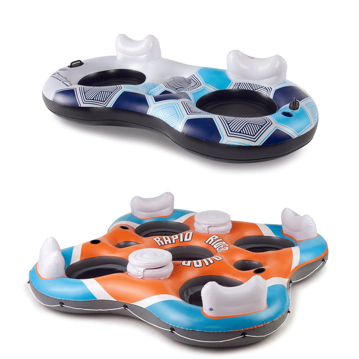 Bestway Rapid Rider Round 2 Person Tube Float and 4 Person Floating Island Raft