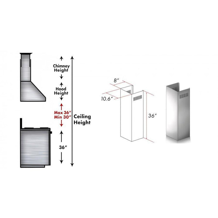 ZLINE 1 Piece Chimney Extension for 10ft Ceiling (1PCEXT-KF1)