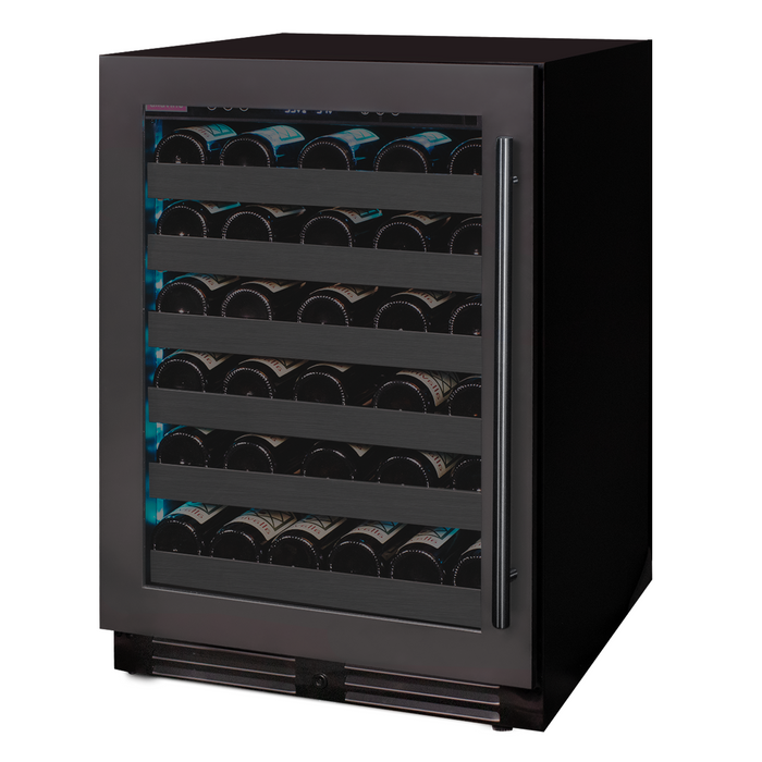 Reserva Series 50 Bottle 34" Tall Single Zone Left Hinge Black Stainless Steel Wine Cooler Refrigerator