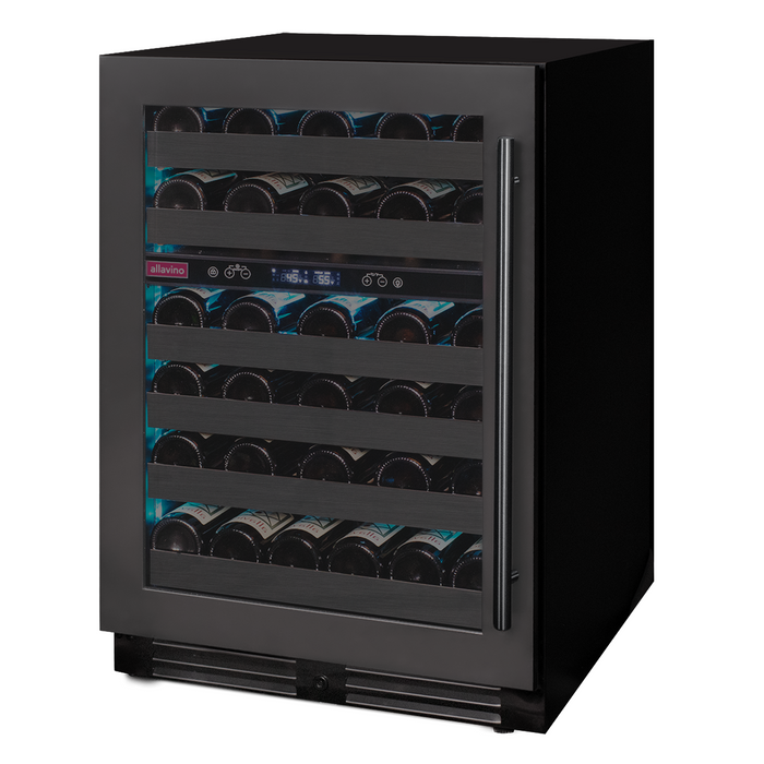 Reserva Series 50 Bottle 34" Tall Dual Zone Left Hinge Black Stainless Steel Wine Cooler Refrigerator