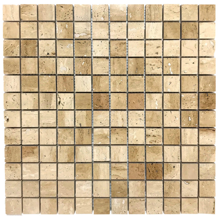 Patara 12" x 12" Honed Travertine Mesh-Mounted Mosaic Tile - Belair Collection