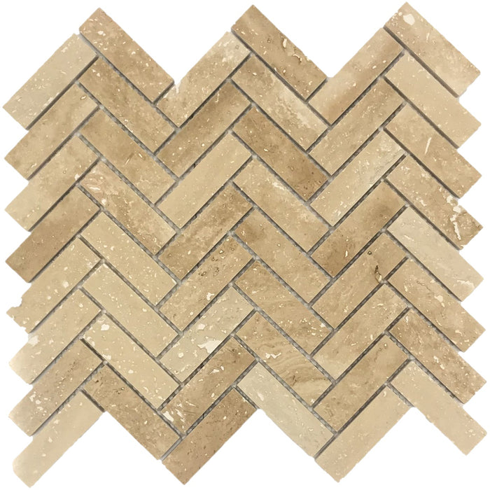 Patara Herringbone 12"x12" Honed Travertine Mesh-Mounted Mosaic Tile - Belair Collection