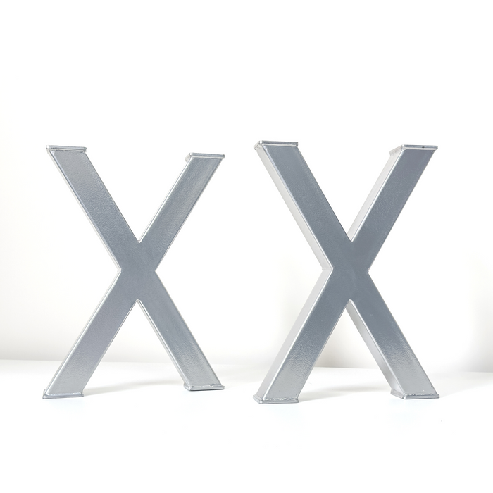 X Shape Steel Dining Table Legs Silver