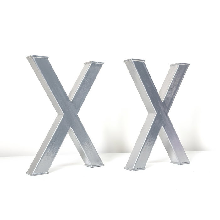 X Shape Steel Dining Table Legs Silver