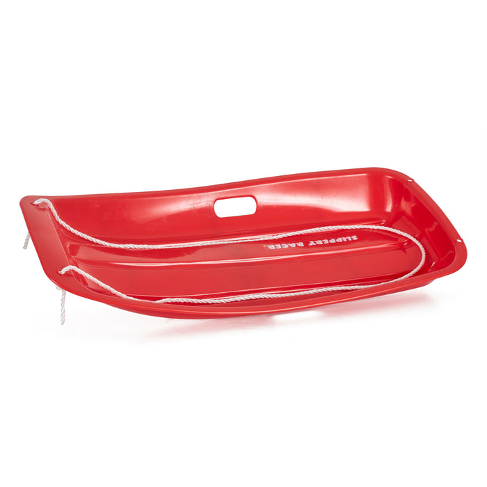 Slippery Racer Downhill Sprinter Kids Toddler Plastic Toboggan Snow Sled, Red