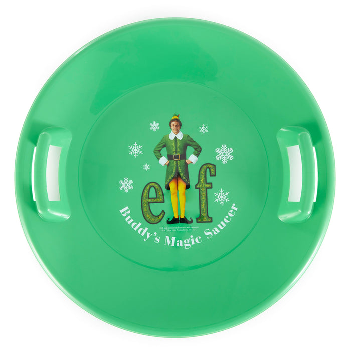 Slippery Racer Downhill Pro Buddy The Elf Plastic Saucer Disc Snow Sled, Green