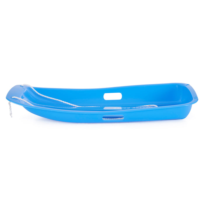 Slippery Racer Downhill Sprinter Kids Toddler Plastic Toboggan Snow Sled, Blue