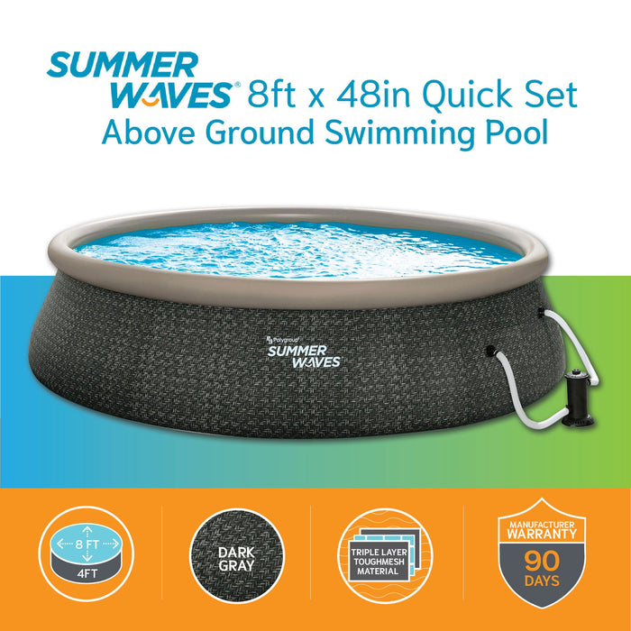 Summer Waves 18ft x 48in Quick Set Ring Above Ground Pool, Dark Gray Herringbone