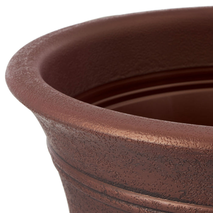 HC Companies Sierra 16 Inch Round Flower Garden Planter Pot, Rustic Redstone