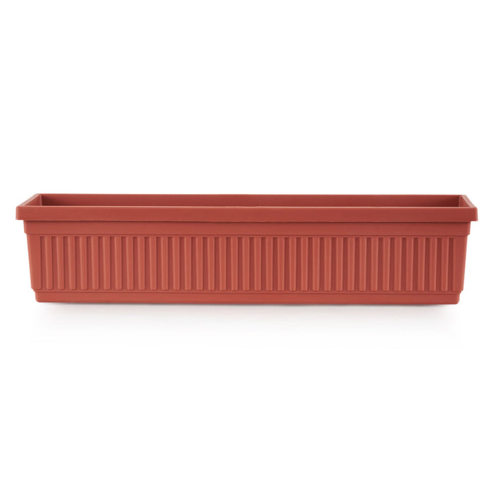 HC Companies 30 Inch Fluted Plastic Venetian Garden Flower Window Box, Clay