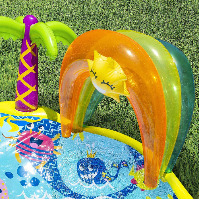 Banzai Splish 'N Splash Kids Inflatable Outdoor Water Park Play Mat with Slide