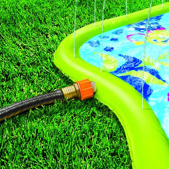 Banzai Splish 'N Splash Kids Inflatable Outdoor Water Park Play Mat with Slide