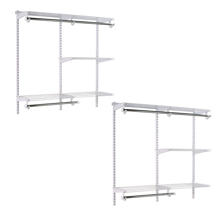 Rubbermaid Configurations 4 to 8 Ft Custom Closet Organizer Kit, White (2 Pack)