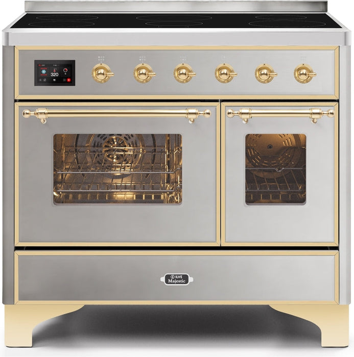 ILVE Majestic II 40" Induction Range with Element Stove and Electric Oven in Stainless Steel with Brass Trim, UMDI10NS3SSG