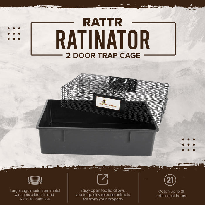 Rugged Ranch RATTR Ratinator Live Rat Multi-Catch Animal Metal 2 Door Trap Cage