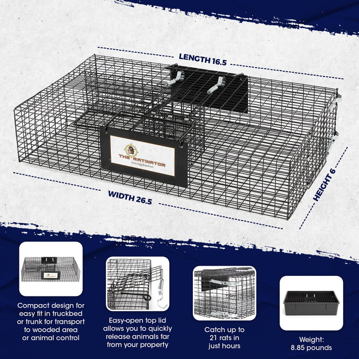 Rugged Ranch RATTR Ratinator Live Rat Squirrel Chipmunk Metal 2 Door Trap Cage