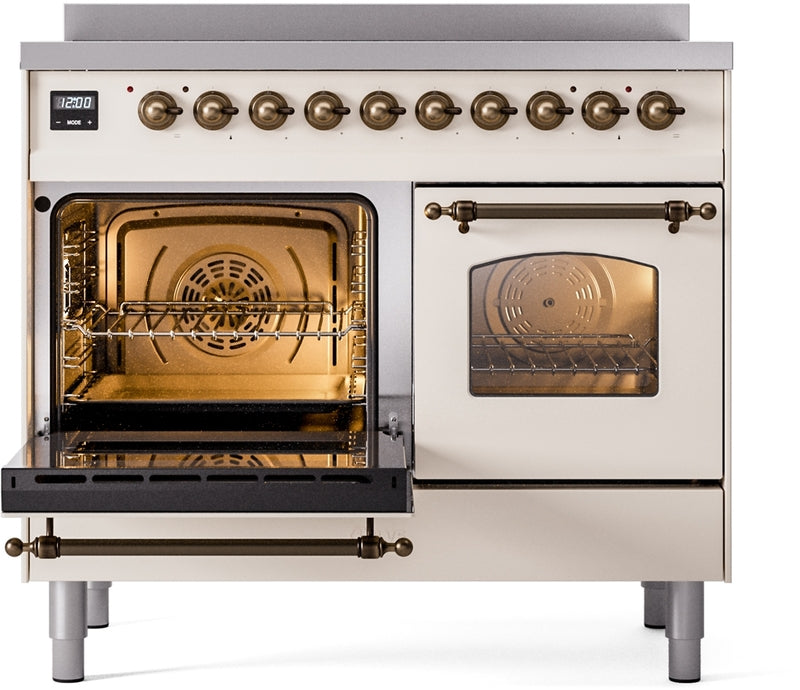 ILVE Nostalgie II 40" Induction Range with Element Stove and Electric Oven in Antique White with Bronze Trim, UPDI406NMPAWB