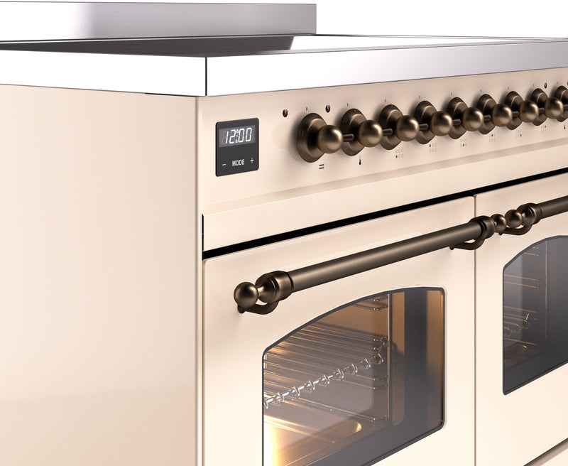 ILVE Nostalgie II 40" Induction Range with Element Stove and Electric Oven in Antique White with Bronze Trim, UPDI406NMPAWB