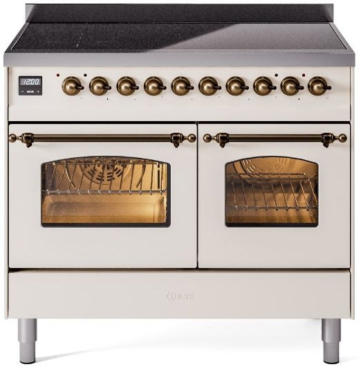 ILVE Nostalgie II 40" Induction Range with Element Stove and Electric Oven in Antique White with Bronze Trim, UPDI406NMPAWB