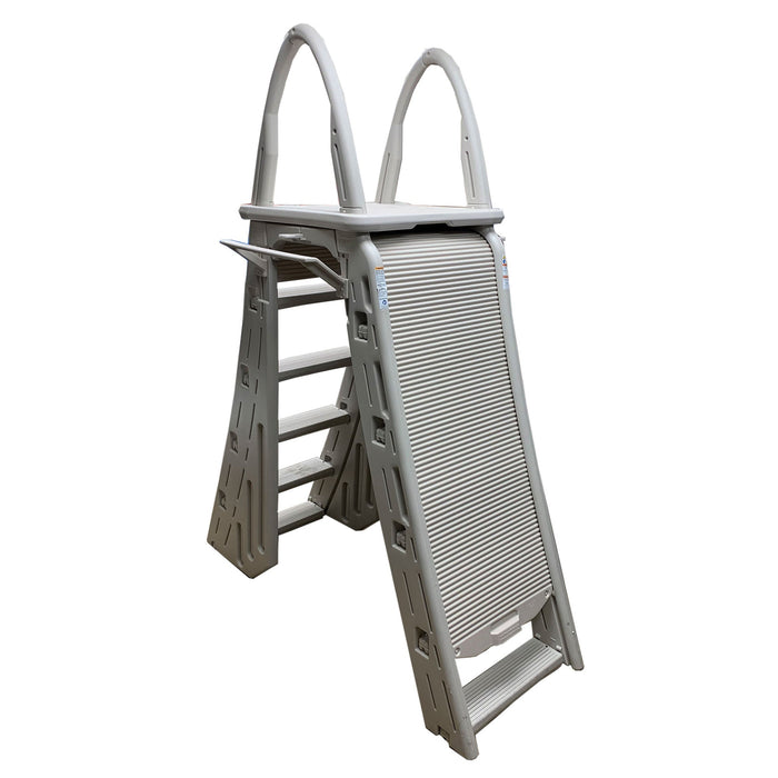 Confer Plastics Roll-Guard Adjustable A-Frame Pool Safety Ladder, Warm Gray