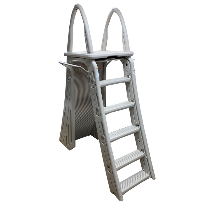 Confer Plastics Roll-Guard Adjustable A-Frame Pool Safety Ladder, Warm Gray