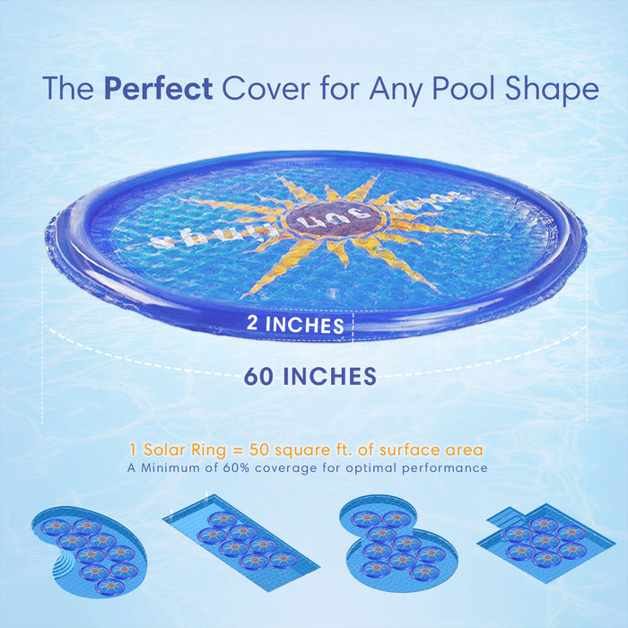 Solar Sun Rings UV Resistant Swimming Pool Spa Heater Circular Solar Cover, Blue