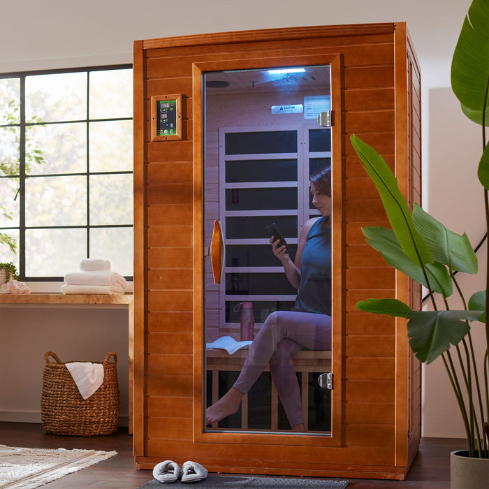 Dynamic Saunas Andora 2-Person Low EMF FAR Infrared Sauna, Canadian Hemlock Wood