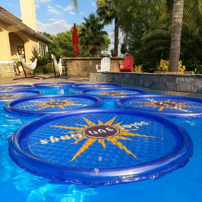 Solar Sun Rings UV Resistant Pool Spa Heater Circular Solar Cover, Blue (9 Pack)