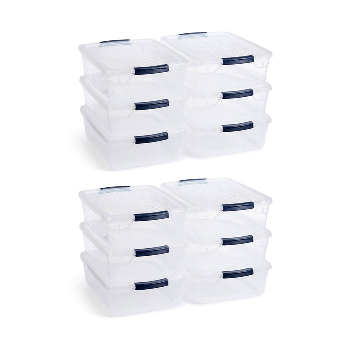 Rubbermaid Cleverstore 16 Quart Plastic Storage Tote Container w/ Lid (12 Pack)