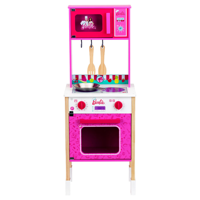 Theo Klein Barbie Epic Chef Wooden Pretend Play Toy Kitchen Playset for Kids 3+