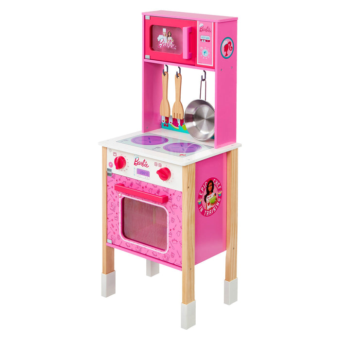 Theo Klein Barbie Epic Chef Wooden Pretend Play Toy Kitchen Playset for Kids 3+