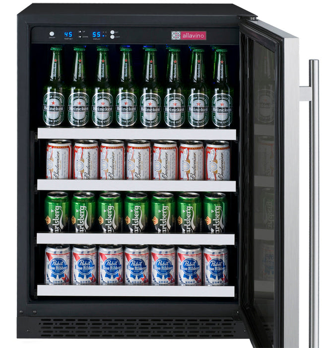 24" Wide FlexCount II Tru-Vino Stainless Steel Right Hinge Beverage Center