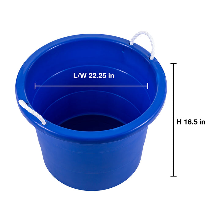 United Solutions 19 Gallon Large Plastic Utility Tub w/ Rope Handle, Blue 6 Pack