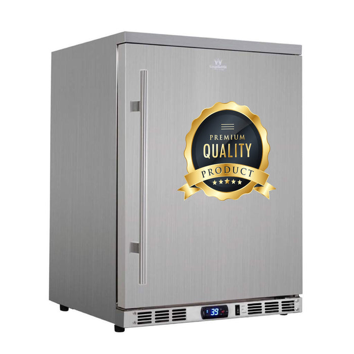 24-Inch Outdoor Beverage Refrigerator with Solid Stainless Steel Door